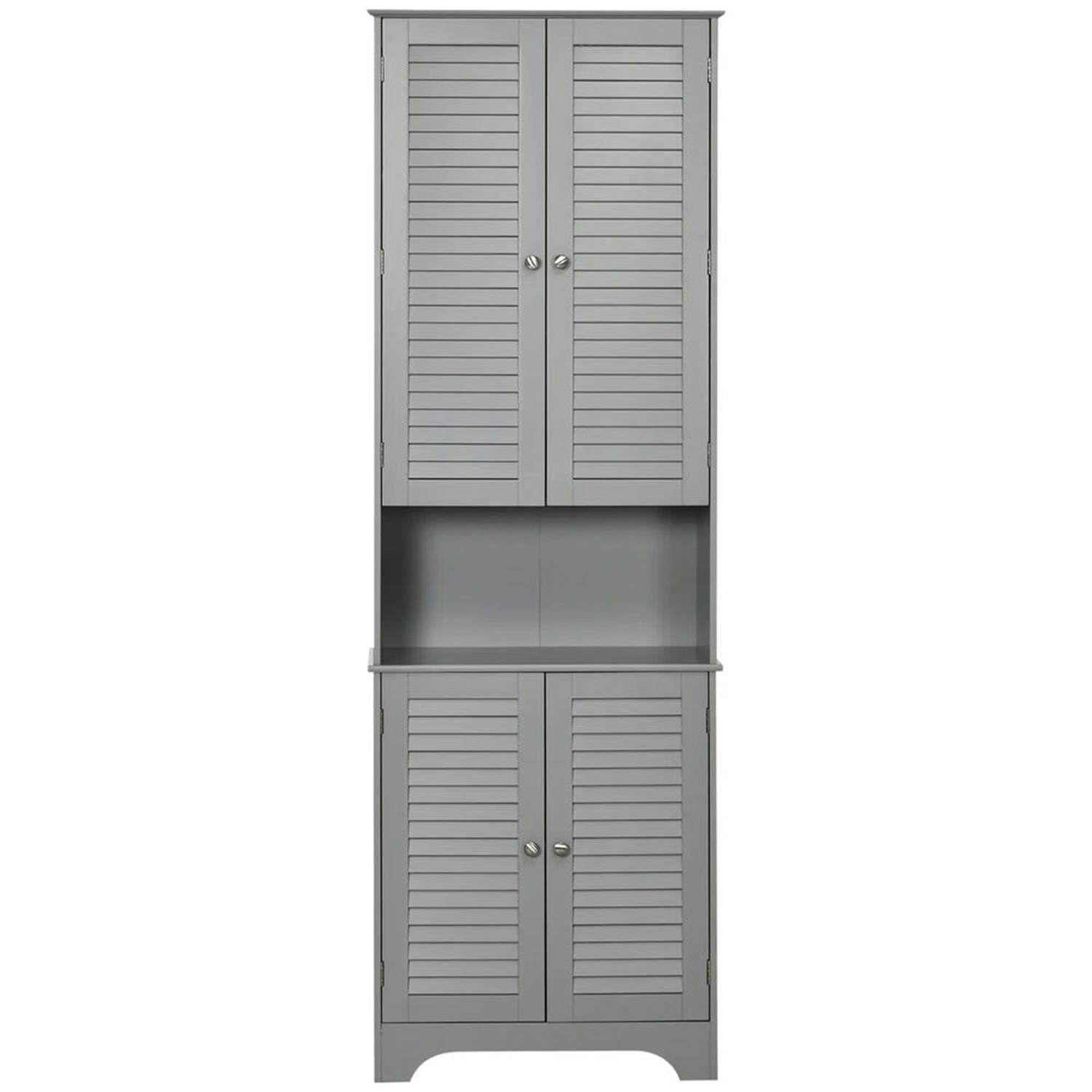 Demi Bonn 71" Tall Bathroom Storage Cabinet, Freestanding Linen Cabinet with Drawer and Adjustable Shelves for Living Room, Kitchen, Dining Room, Office, Gray