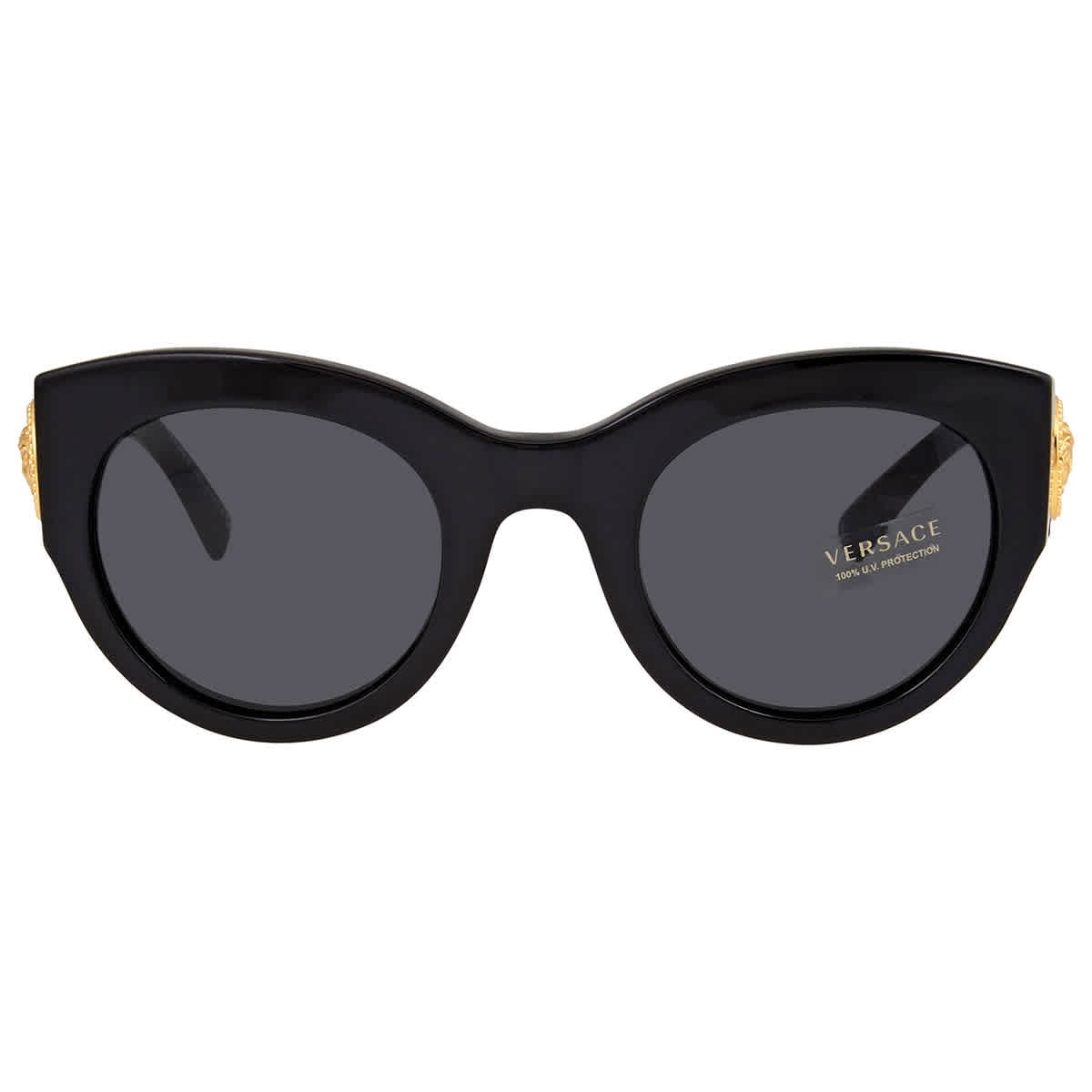 Versace Tribute VE4353A Oval Cat Eye Sunglasses Black Gold Medusa GB1/87 51mm Ladies Cat-Eye Sunglasses from Versace Tribute Collection  main image 2