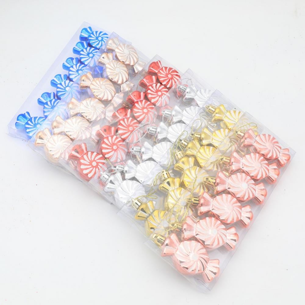6 Pcs Christmas Candy Ornaments Christmas Tree Glitter Hanging