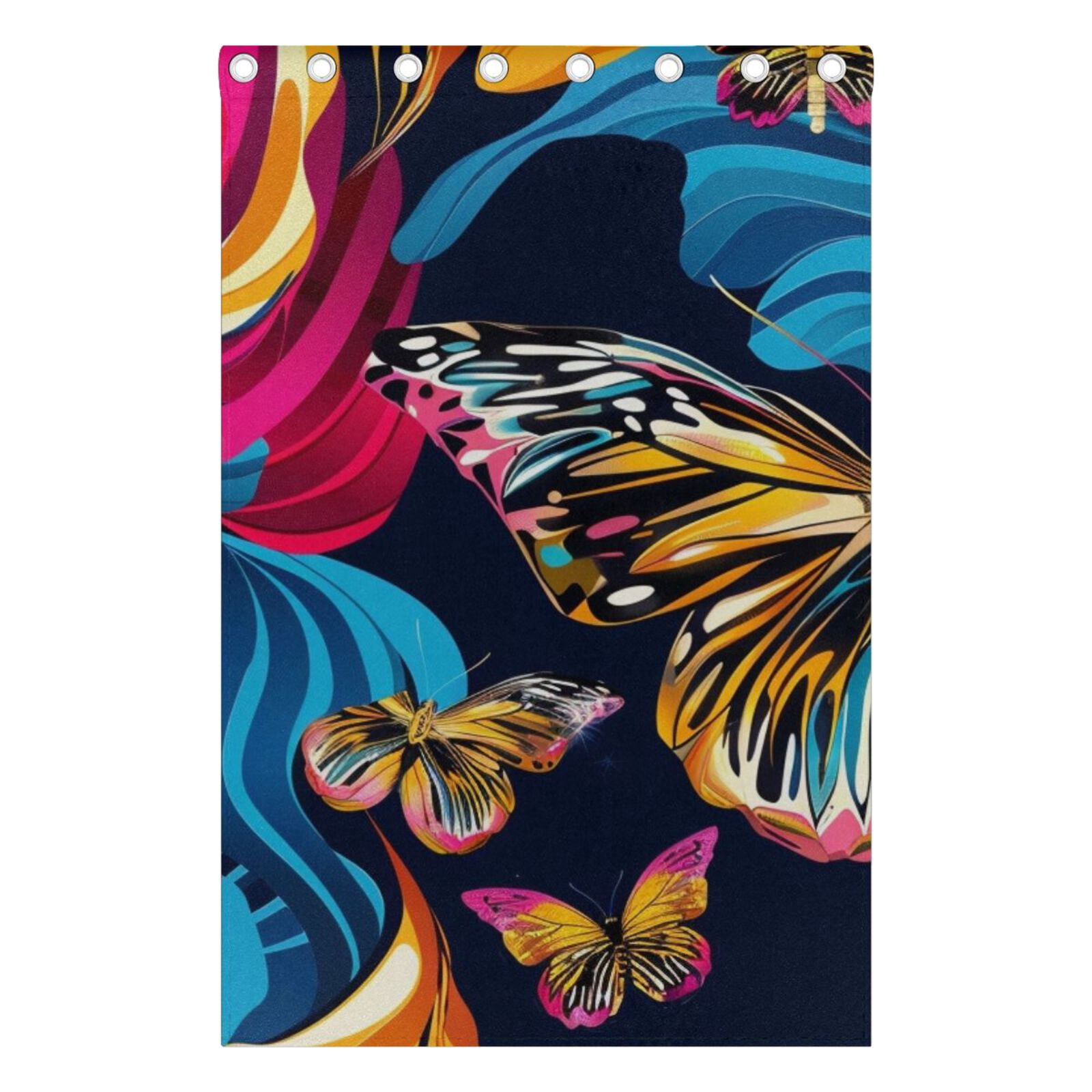 Butterflies Painting Black Out Curtains 72 Inch Length Curtains for Sliding Glass Doors Bedroom Living Room 2 Pack