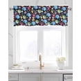 thumbnail image 2 of Coastal Ocean Kitchen Valances for Windows Farmhouse Linen Window Valance Curtain for Living Room Window Treatment Blue Pink Shell Starfish Gold Sea Conch Valance Rod Pocket Topper, 42 x 18 Inch, 2 of 6