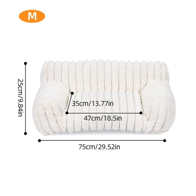Pet Couch For Indoor Use With Premium Soft Corduroy Fleece Upholstery 25 cm Height Supportive Backrest And Non Slip Bottom