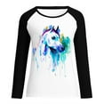 thumbnail image 4 of Moda mujer primavera otoño Color a juego impreso manga larga cuello redondo Casual camisetas Pompotops  gfhjh18539, 4 of 5