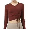 thumbnail image 7 of tarylea Women's Yoga Tops V Neck Drawstring Tops Long Sleeve Slim Fitted Shirts Casual Sports Shirts Athletic Tops, 7 of 7