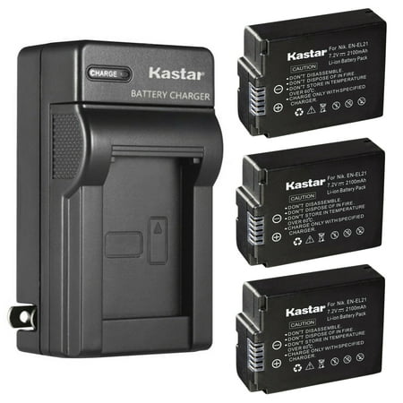 Image of Kastar 3-Pack Battery and AC Wall Charger Replacement for Nikon EN-EL21 ENEL21 Battery Nikon MH-28 MH28 Charger Nikon 1 V2 Digital Camera Nikon 1V2 Digital Camera