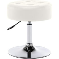 DUHOME PU Leather Vanity Stool Makeup Stool Vanity Chair Height Adjustable Swivel Stool Round Ottoman White
