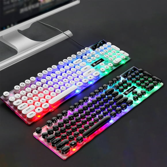 Cagogo under $5 2Pcs Gaming Keyboard and Mouse, Keyboard and Mouse Combo, GTX300 Punk Mechanical Feel Keyboard Mouse, USB Wired Backlit Gaming Kit, 104 Key Suspension Keyboard