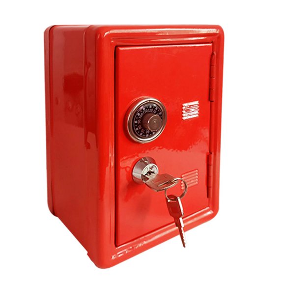 MasteelfCA 1 Pce Boîte de Sécurité Miniature en Métal Créative en Fer Tirelire Mini Strongbox Pot d'Économie de Forme Ornements de Bureau pour Maison Rouge