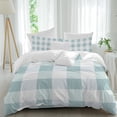 thumbnail image 2 of Aqua Plaid Duvet Cover Set, Spring Summer Farmhouse Buffalo Checkered Soft Duvet Cover Full Size Bedding Set 4 Pieces, 1 Quiltcover and 2 Pillowcases with Zipper, 1 Bed Sheet for All Seasons, 2 of 9