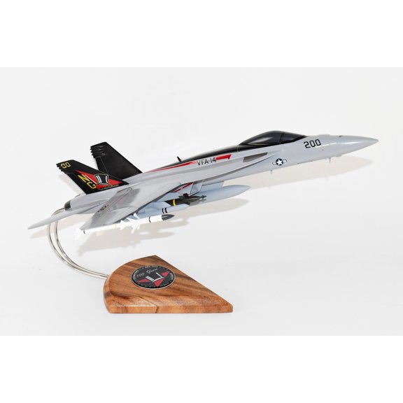 VFA-14 Tophatters 100th Anniversary F/A-18E Model, Navy, 1/40th (18") Scale, Mahogany, Fighter