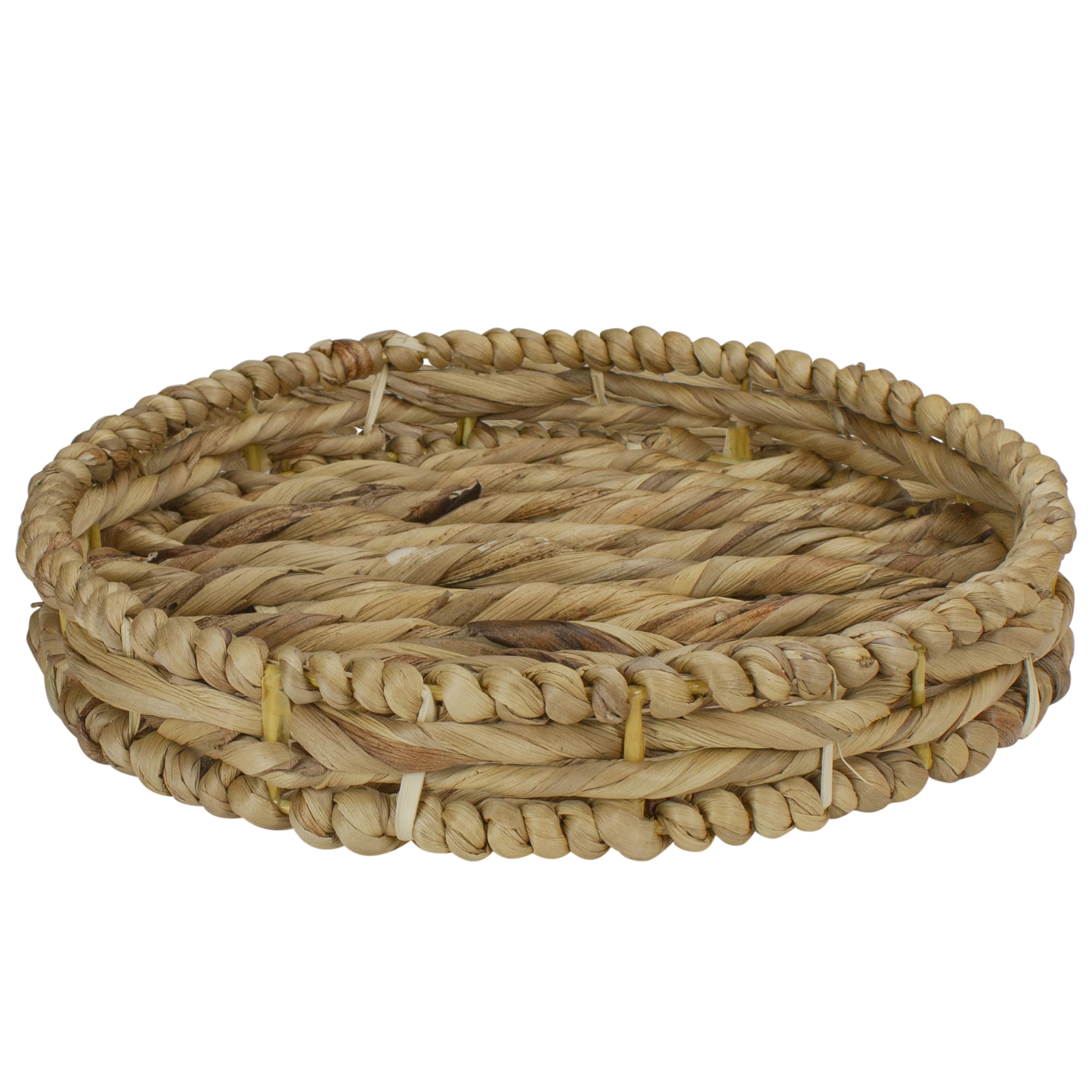 Northlight Set of 3 Round Natural Woven Water Hyacinth Serving Trays 16"