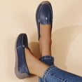 thumbnail image 4 of Rokment Women's Protective Toe Walking Shoes Comfortable Leather Slip on Flat Loafers Orthotic Non Slip Work Fashion Sneakers Blue Size 7, 4 of 7