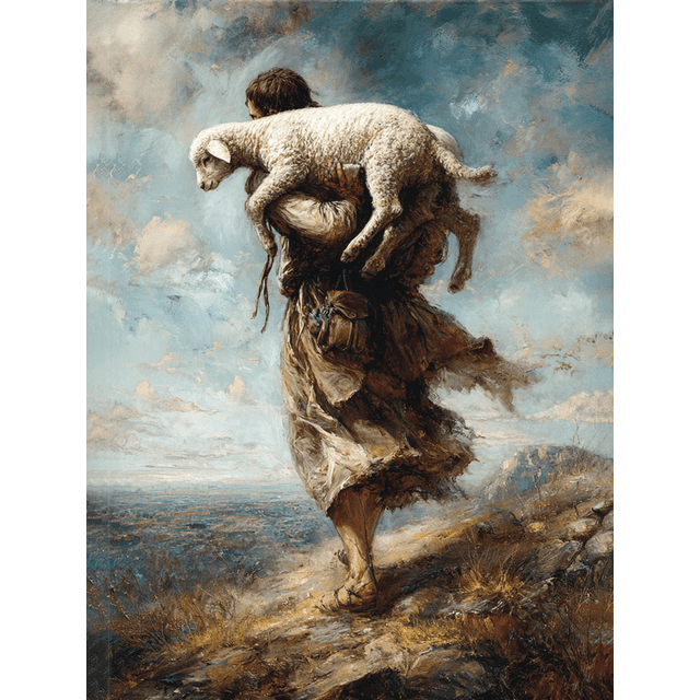 Good Shepherd Lamb Canvas Wall Art 15.75x11.81 Inches