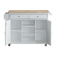 thumbnail image 4 of Kitchen Island Cart with 2 Cabinet & 2 Storage Drawers & 2 Open Shelves, 46.5" Large Kitchen Trolley Cart with Locking Wheels, Spice Rack Towel Rack, Rolling Kitchen Island Cart for Living Room, White, 4 of 6