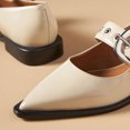 thumbnail image 3 of YDN Women Lovely Pointed Toe Mary Jane Flats Single Strap Buckle Low Heels Fancy Ballroom Dress Shoes Size 8 Beige, 3 of 4