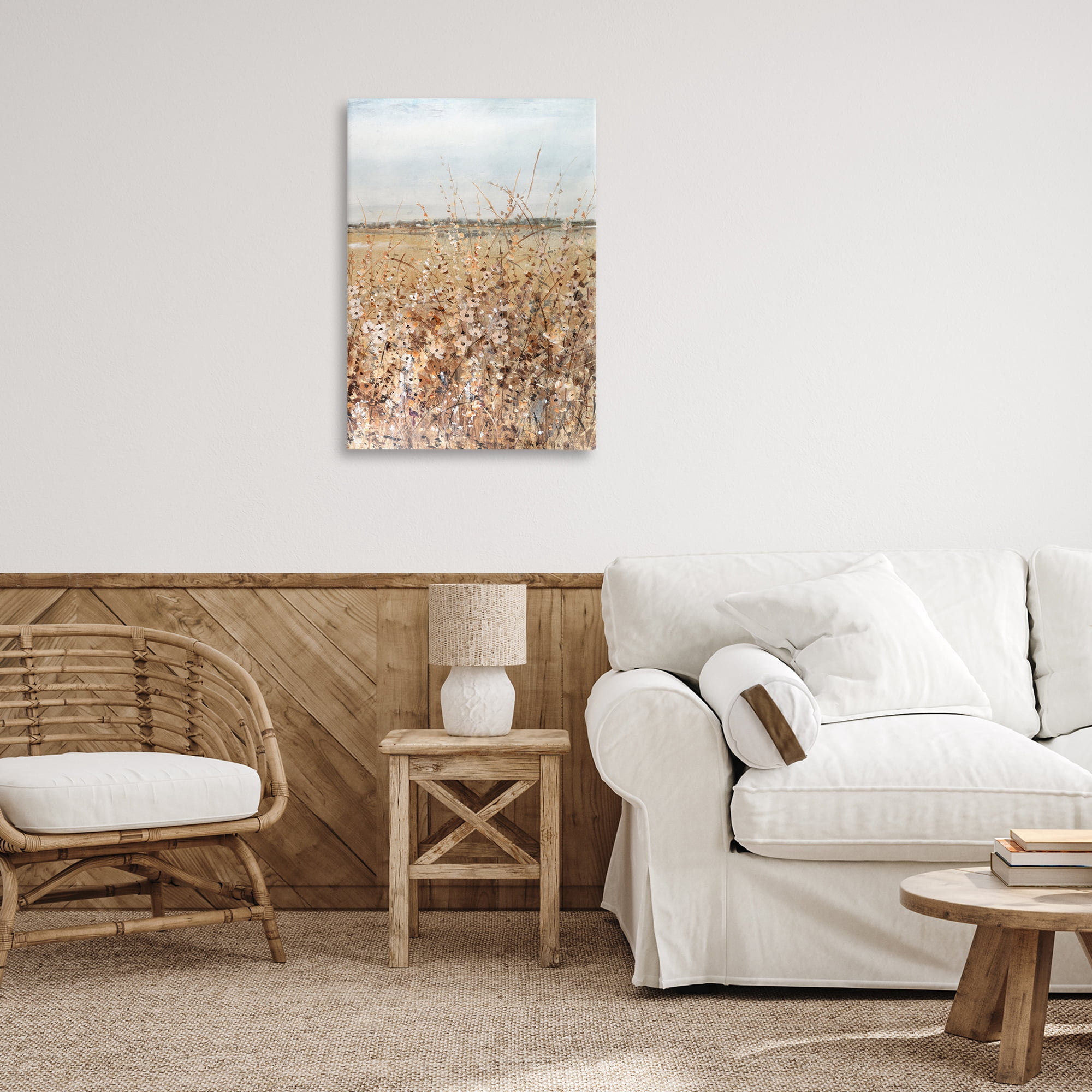 Stupell Industries View Through Meadow Flowers Landscape & Nature Painting Wrapped Canvas Art Print Wall Art, 20 x 30