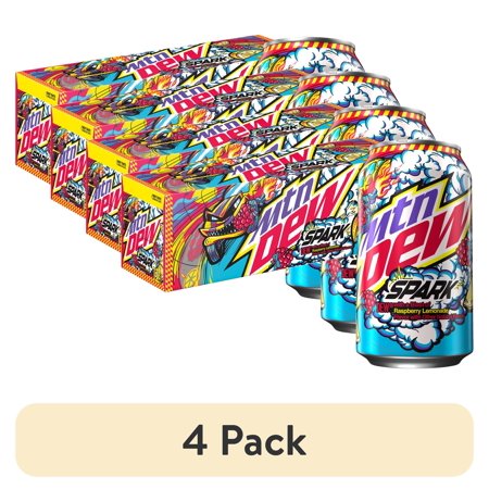 (4 pack) Mountain Dew Spark Raspberry Lemonade Soda Pop, 12 fl oz Cans, 12 Pack Cans