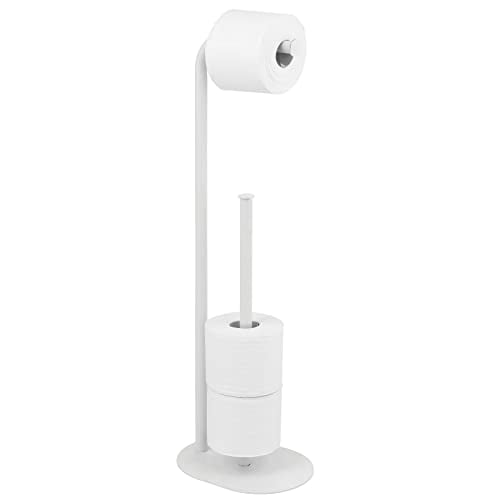 mDesign Toilet Paper Roll Holder Stand and Dispenser with Storage for 3