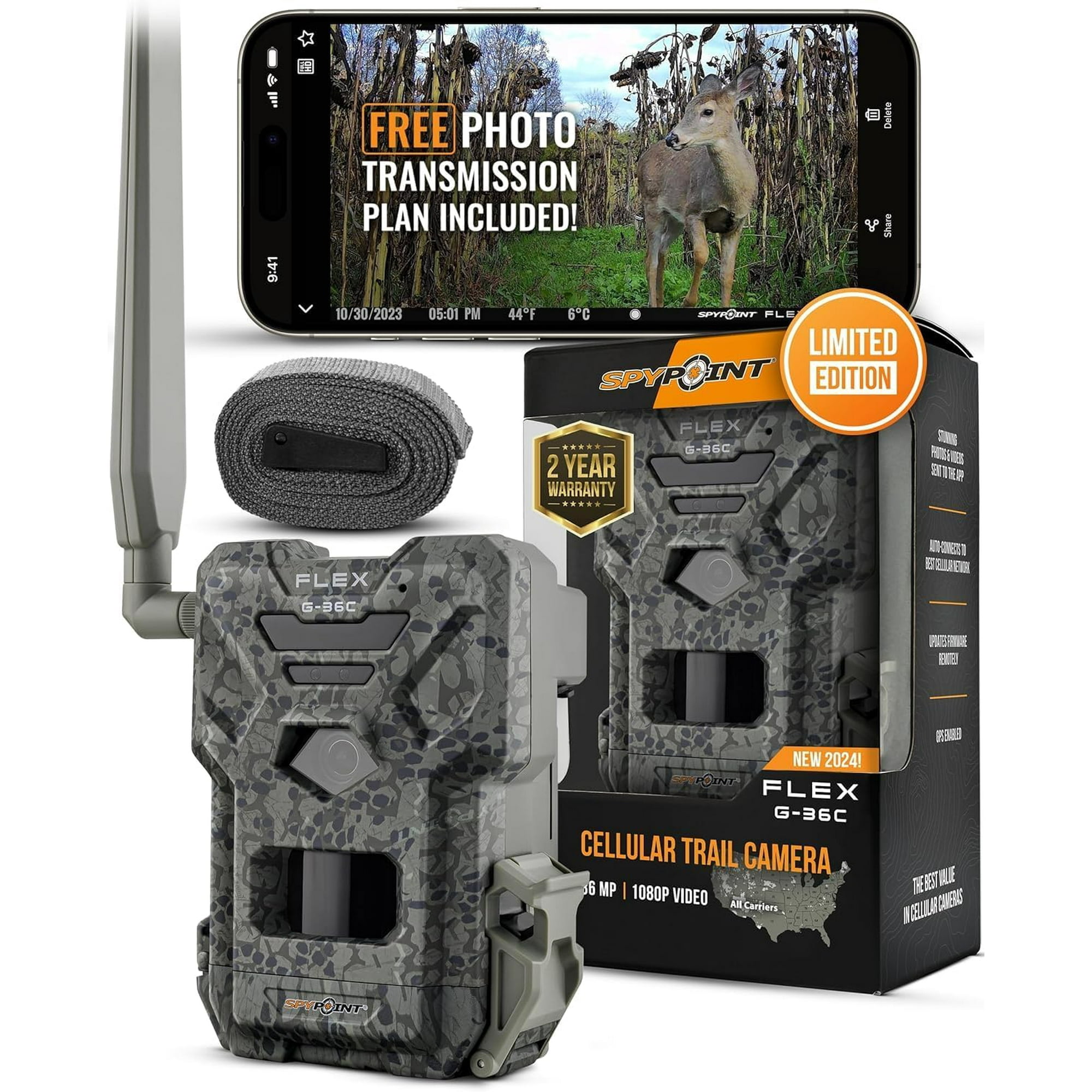 SPYPOINT Flex G-36 Camo Cellular Trail Camera, 36MP, 1080p Video