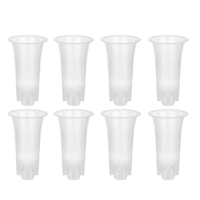 5 Inch 8pcs Clear Flower Pot Planter Plastic Orchid Pot With Holes Tall Plant Pots For Home Flower