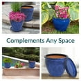 thumbnail image 5 of Sunnydaze Chalet 12" x 12" x 9.5" Round Imperial Blue Ceramic Solid Plant Pot with Saucers (2-Count), 5 of 10