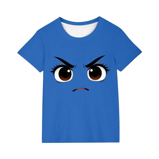 T-Shirt Graphique pour Enfants avec Imprimé d'Expression Mignonne, T-Shirt en Coton Confortable à Manches Courtes et Coupe Ample pour Garçons et Filles, en Couleurs Unies