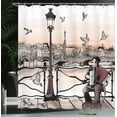 thumbnail image 4 of Ambesonne Urban Shower Curtain, Music Accordionist Paris, 69"Wx75"L, Peach Brown, 4 of 5