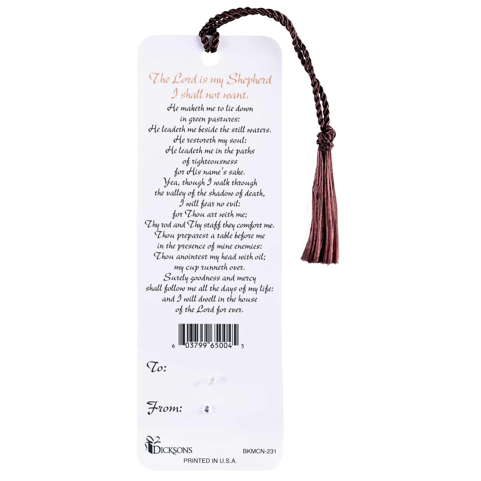Dicksons The Lord is My Shepherd Psalm 23, Multicolor 6 x 2 Inch Paper Tassel Bookmark with Coin; Pack of 15