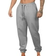 thumbnail image 2 of Pantalones largos para hombre, informales, a la moda, con bolsillos laterales, cintura elástica, color liso, de poliéster, 2 of 6