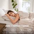 thumbnail image 2 of YearRound Comfort Bedding Sets Linen Blend Queen Duvet Multicolor Striped Design, 2 of 11