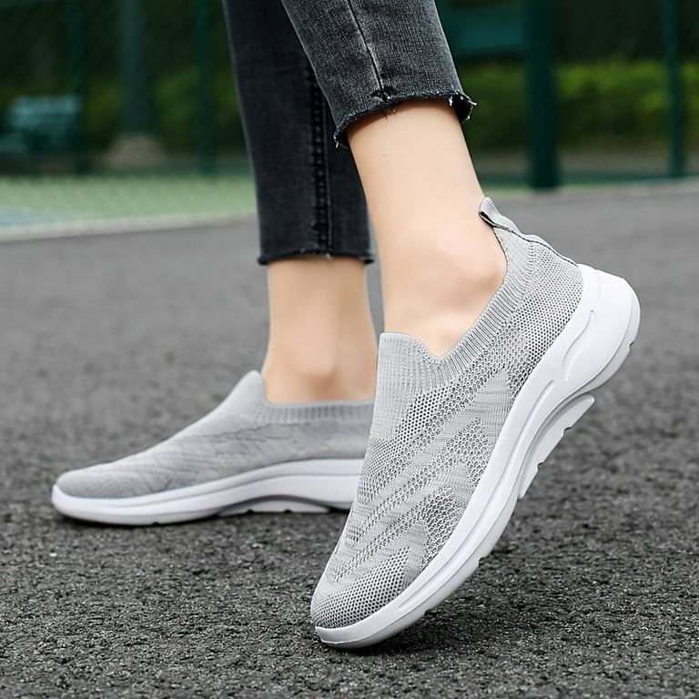 ASSR ComfortFit Womens Slip On Sneakers Breathable Lightweight Stabilizing Shoes for Walking Casual Wear and Elderly Support Geometric Patterned Fabric Upper EVA Insole and Sole Walmart