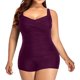 thumbnail image 1 of ¡Rebajas! Traje de baño de una pieza Prolriy para mujer, tallas grandes, vintage, fruncido, morado, talla M, 1 of 5