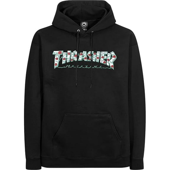 Thrasher Roses Hooded Sweatshirt Small Black