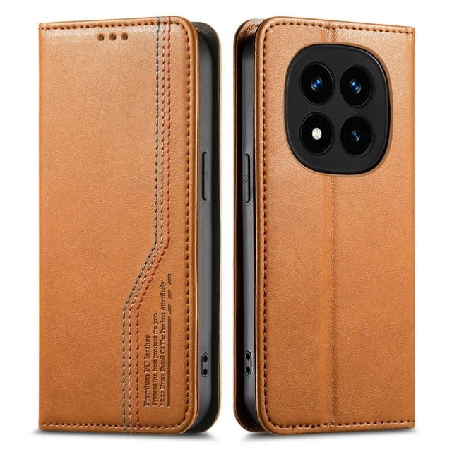 FOXDOCK Wallet Case for Xiaomi Redmi Note 14 Pro Plus , PU Leather Flip Cover with Elastic Anti-Slip Hand Strap, Card Slots