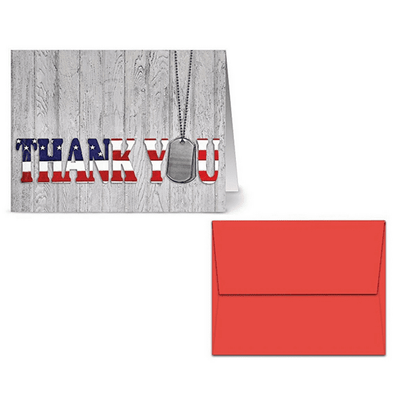 36 Pack 6.5 in x 4.7 in Patriotic Note Cards, Thank You for Your Service Design with Red Envelopes, Show Appreciation with Bold, Patriotic Style, Perfect for Veterans, Military, First Responders