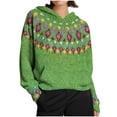 thumbnail image 5 of Womens Oversized Sweater Hoodie Western Ethnic Print Knit Pullover Loose Winter Tops Pocket Casual Boho Sweaters (L, Green), 5 of 7