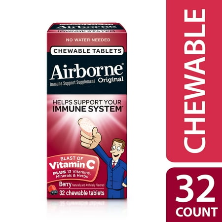 - Airborne Chewable Vitamin C Tablets, Very Berry, 1000mg - 32 Chewable Tablets