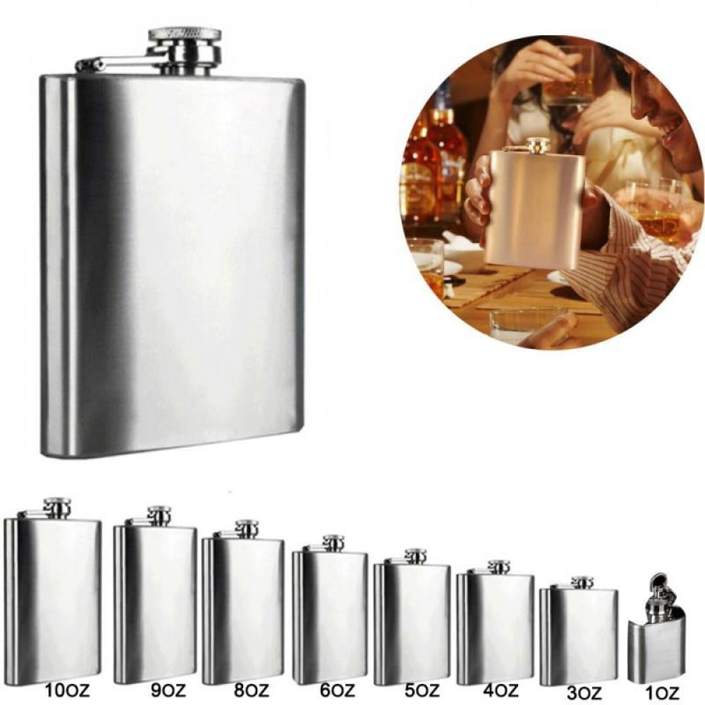 6 Hip Flask 5 7 & 8 oz Stainless Steel Pocket Alcohol Drink Whisky Vodka Shots 