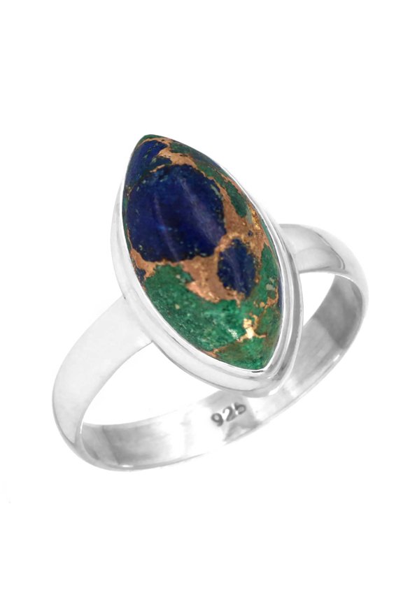 925 Sterling Silver Women Jewelry Natural Mohave Azurite Ring