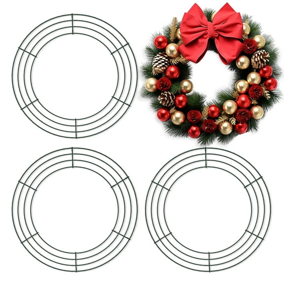 4 Pack 12 inch Metal Wreath Frame Wire Wreath Frame Round Wire Wreath Frames Green Dark for Christmas New Year Party Green Ring DIY Crafts Supplies