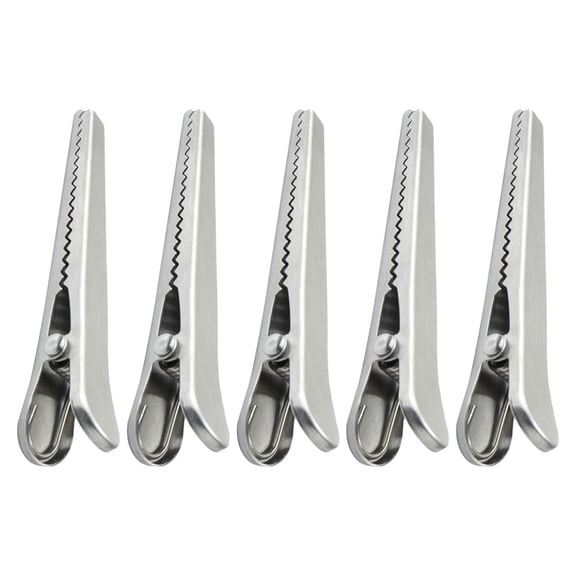 UPGRATOR Stainless Steel Bag Sealing Clips, Plated Silver, Strong Seal, Easy Operation, 5Pcs