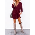 thumbnail image 4 of Asyoly Womens Dresses Solid Button Down Oversized Corduroy Shirt Dress Casual Long Sleeve Tunic Dresses with Pockets, 4 of 7