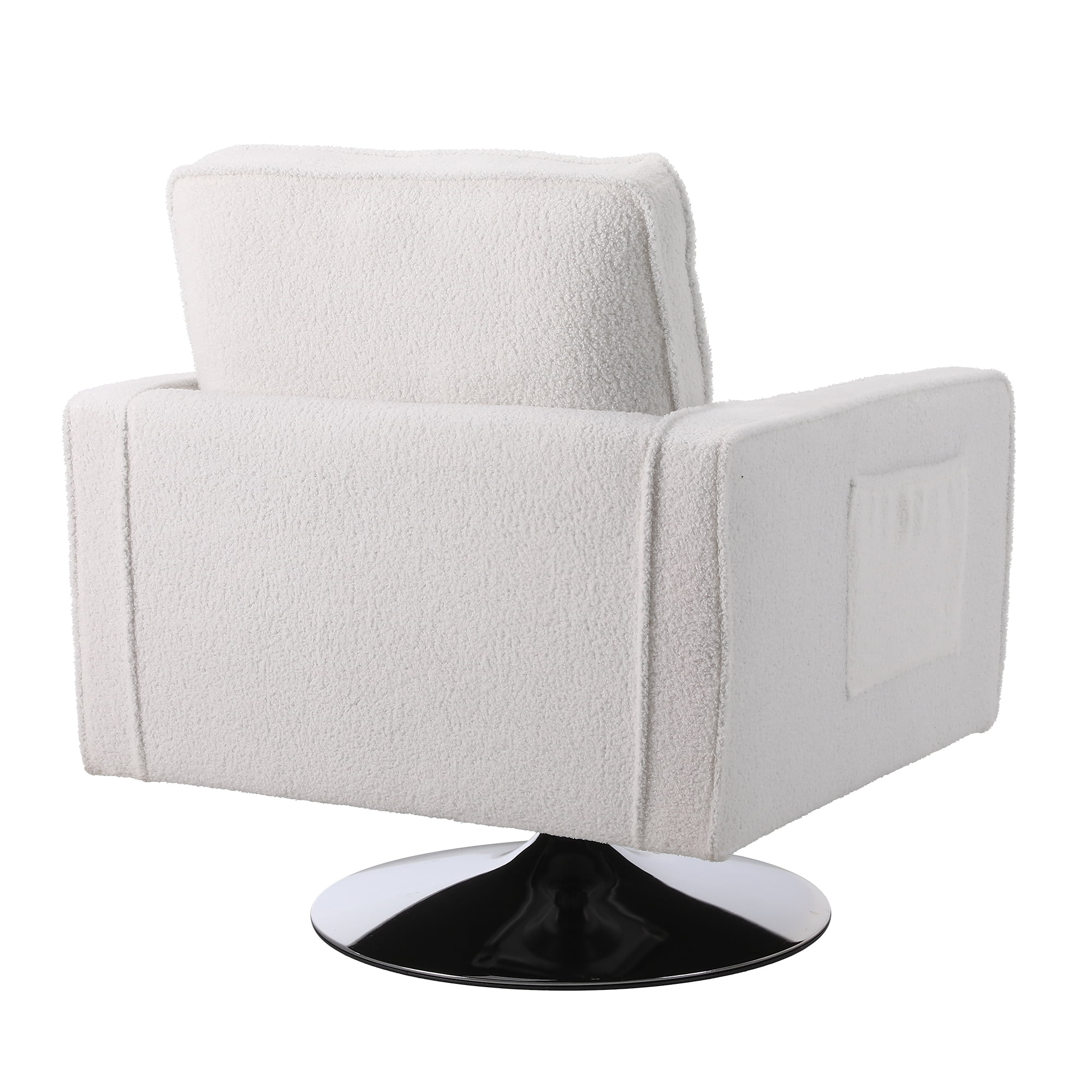 Kadyn Modern Teddy Fabric Swivel Accent Chair with 360 Degree Swiveling for Living Room, White