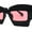Black - Burgundy, variant on Womens Razor Blade Geometric Thick Horn Rim Temple Rectangle Sunglasses Pink Brown