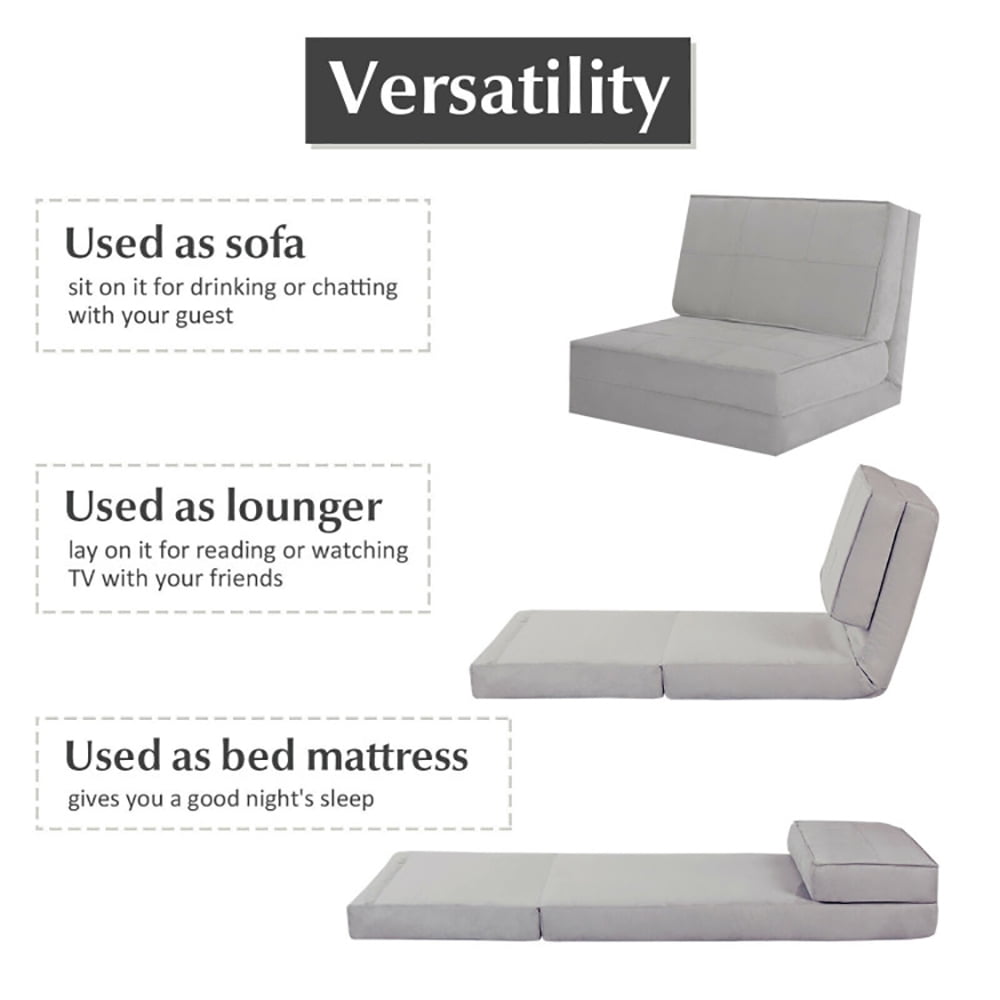Finihen Convertible Sleeper Bed, Folding Sleeper Chair Sofa Bed, Convertible Lounger Folding Sofa Sleeper Bed, for Living Room, Bedroom, Apartment, Gray Finihen Convertible Sleeper Bed, Folding Sleeper Chair Sofa Bed, Convertible Lounger Folding Sofa Sleeper Bed, for Living Room, Bedroom, Apartment, Gray