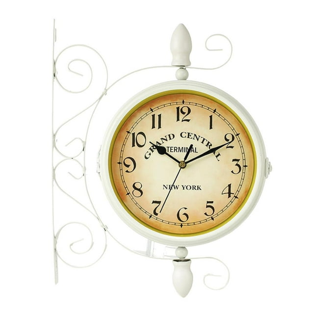 Reloj Colgante para Exteriores Reloj de Pared Silencioso de dos cara para Estación de Tren perfecl Reloj de pared de mudo de doble cara