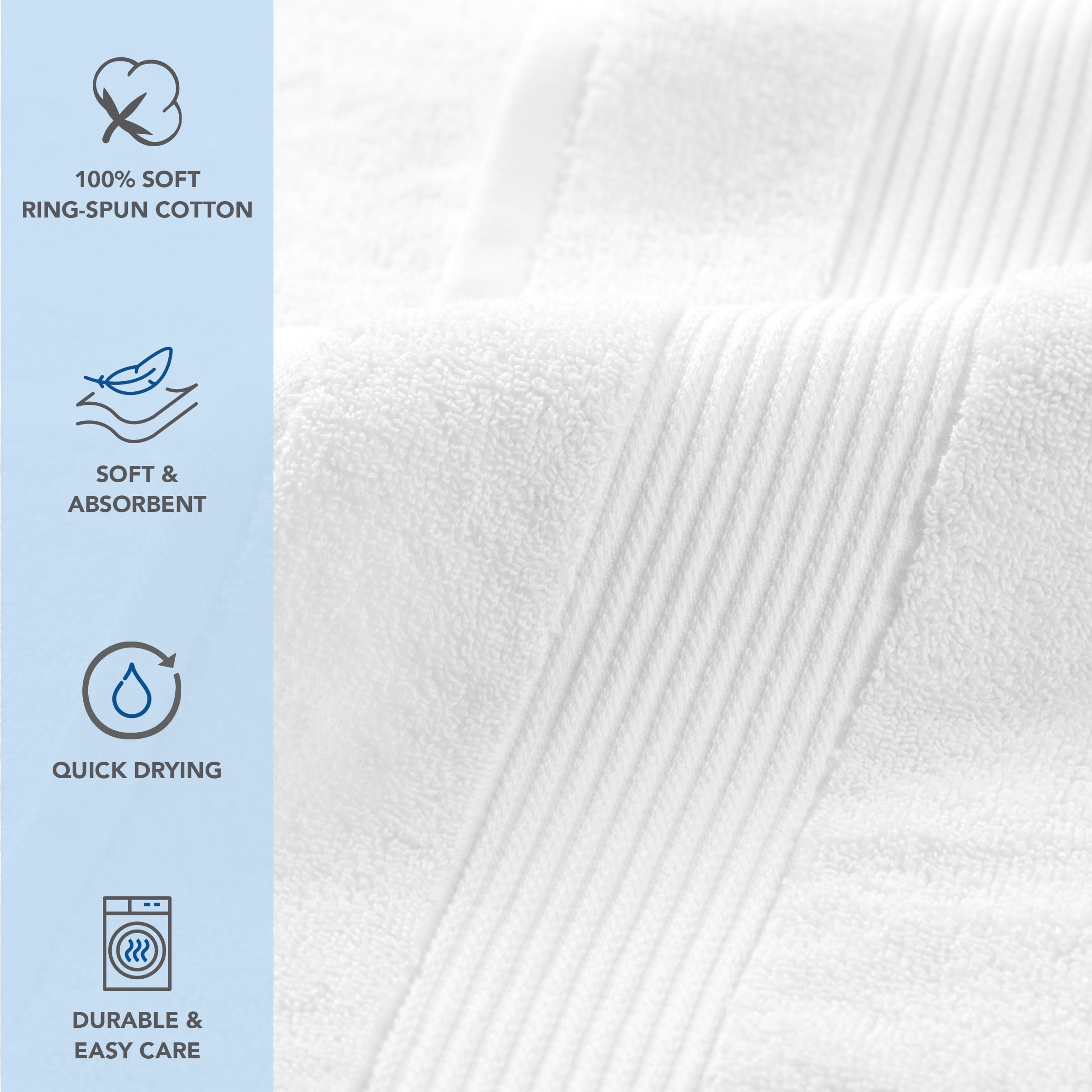 Host & Home Cotton 6-Piece Bath Towel Set (Case of 6 Sets) - Soft & Absorbent - Dove White
