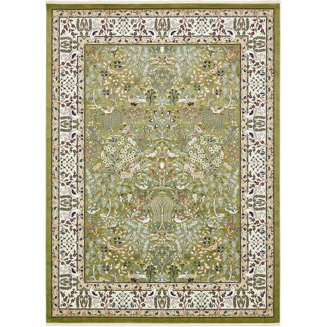 Unique Loom Tapis Design de Chasse Texturé Narenj 10' x 13' Rectangle Vert/tan