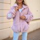 thumbnail image 4 of Chaqueta Informal de Gran Tamaño para Mujer, Abrigo de Felpa con Solapa, Cremallera y Bolsillos, para Otoño e Invierno. Rosa XXXL, 4 of 5