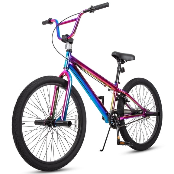 Hykolity 24 Inch BMX Bike for Teen Boys Girls Freestyle Bicycle with 4 BMX Pegs Rear U-Brake Adjustable Seat Cycling, Colorful